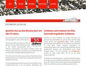 beba it. web. grafik. Landquart darf zum zweiten Mal die Website von Kieswerk Oldis gestalten. Wir danken herzlich.