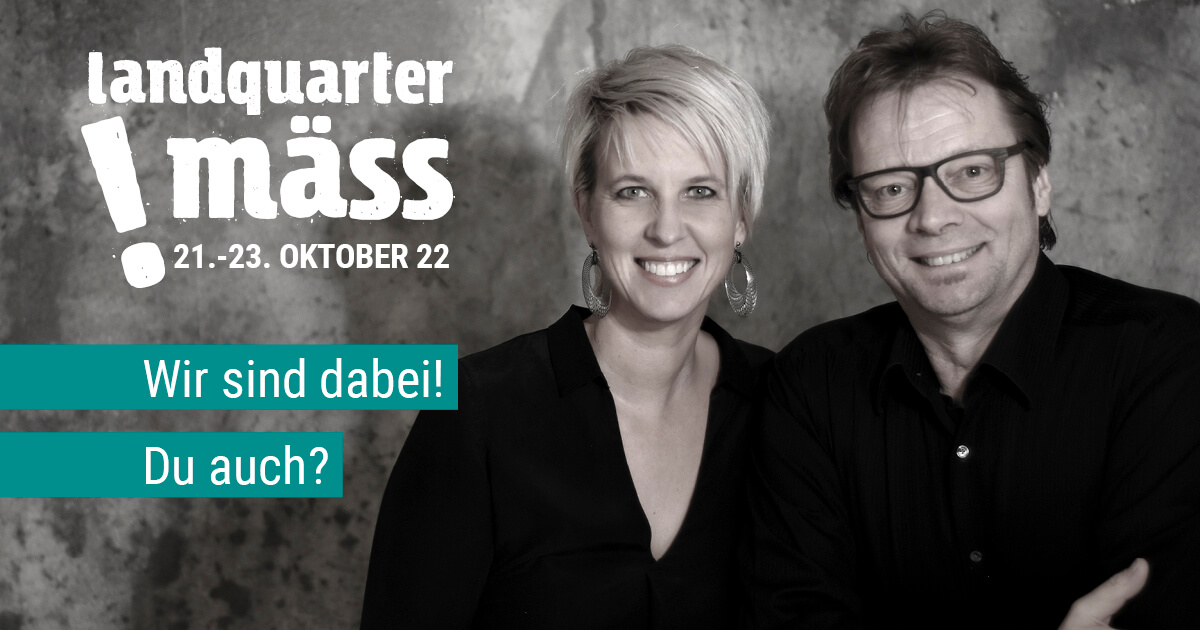 landquarter mäss vom 21. - 23. Oktober 2022 - beba it. web. grafik. ist dabei - du auch? Bild vom beba-Team mit dem Aufruf, an der landquarter mäss 2022 teilzunehmen.